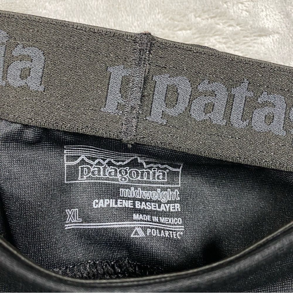 Patagonia Worn Wear Midweight Capilene Base Layer Bottoms Size XL Black - Picture 6 of 7